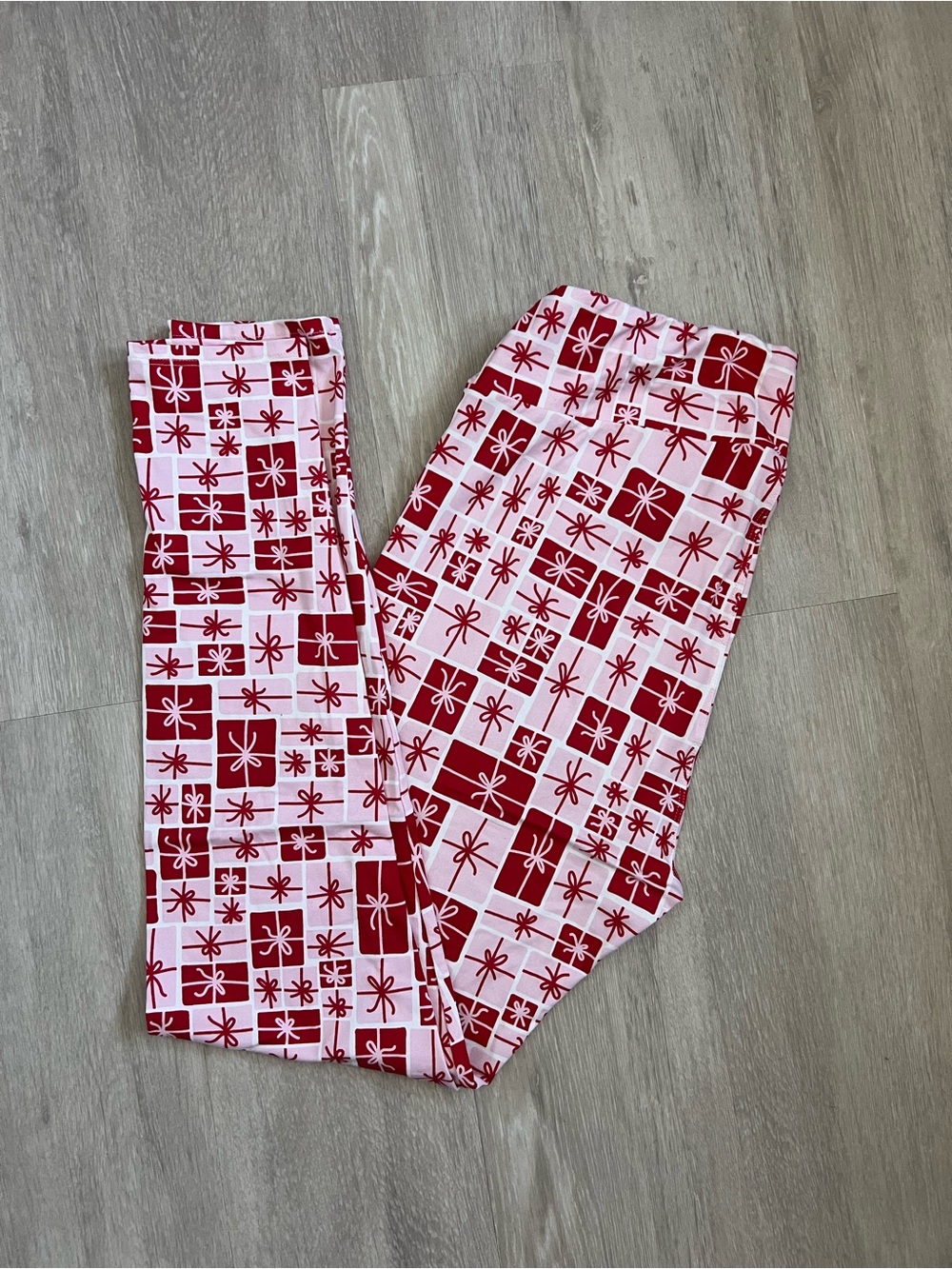 Pink & Red present gift lounge pull on pajama pants Leggings size 12-18